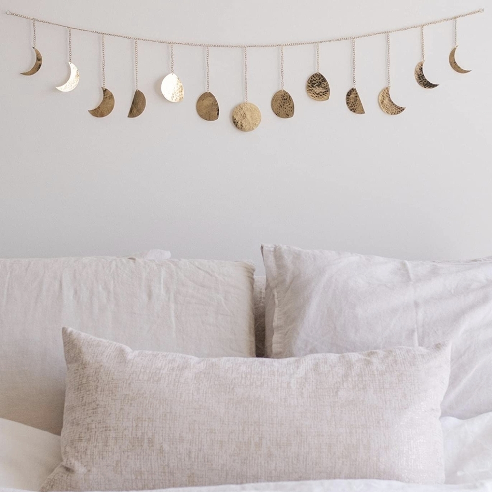 Gold Moon Phase Boho Wall Hanging
